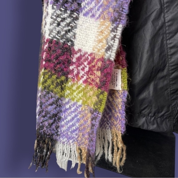 Made in France P. Cornillon Mohair Blend Plaid Scarf - Picture 3 of 13